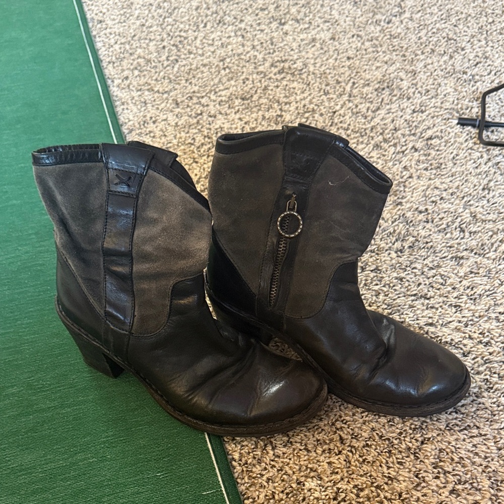 Fiorentini + Baker Suede and Leather Black Heeled Ankle Boots, Women’s 37 (7)